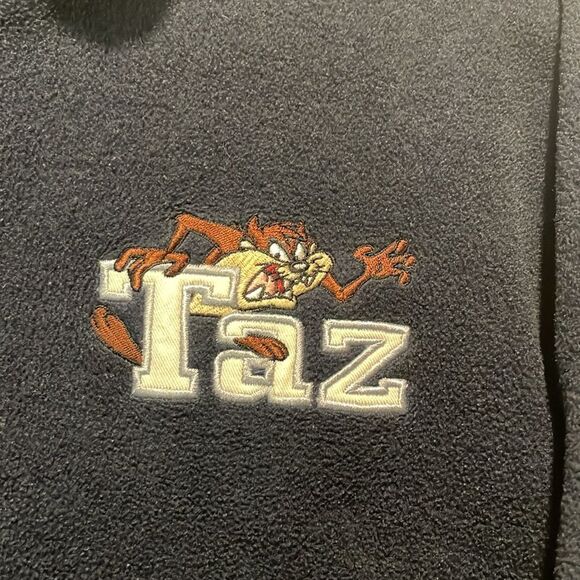 Warner Bros- Tazmanian Devil Logo Embroidered 1/4 Zip Fleece Pullover- Size XL - Picture 4 of 7